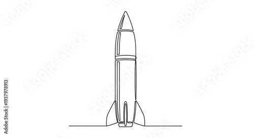 Simple Line Drawing of Rocket.
