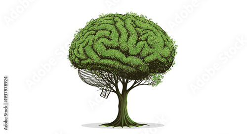 Brain Tree Concept: Growth of Ideas, Intelligence and Natural Thinking