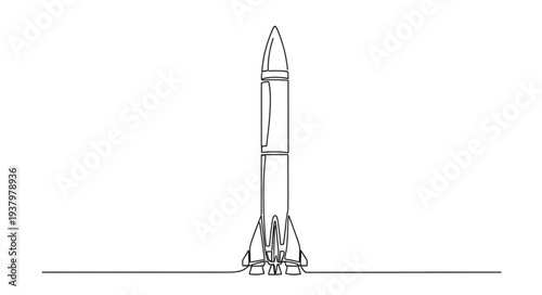 Simple Line Drawing of Rocket.