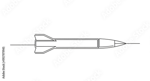 Simple Line Drawing of Rocket.