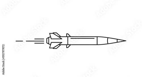 Simple Line Drawing of Rocket.