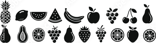 Set of eight black silhouette icons featuring round charcoal kettle grills with open and closed lids flames and smoke for backyard barbecue