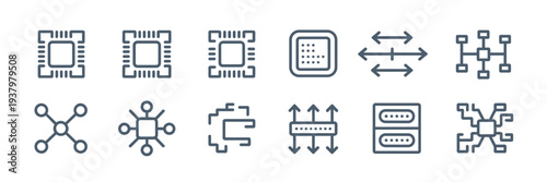 CPU and GPU parallel computing icons – Perfect for high-performance hardware reviews, software developer guides, or IT documentation.