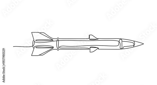 Simple Line Drawing of Missile.