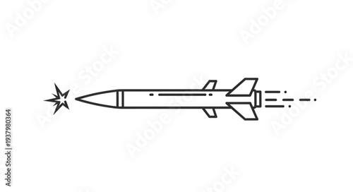 Simple Line Drawing of Missile.