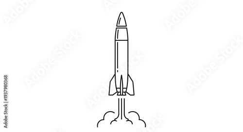 Simple Line Drawing of Rocket.