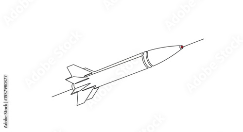 Simple Line Drawing of Missile.