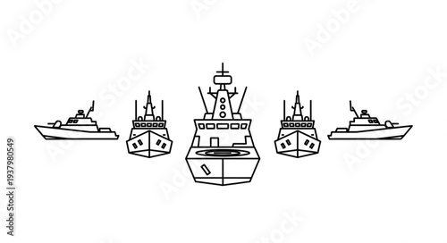 Fishing Boats and Trawler Vessel Fleet.