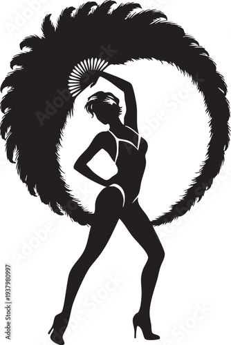 Dramatic Modern Burlesque Performer Silhouettes with Feather Fan