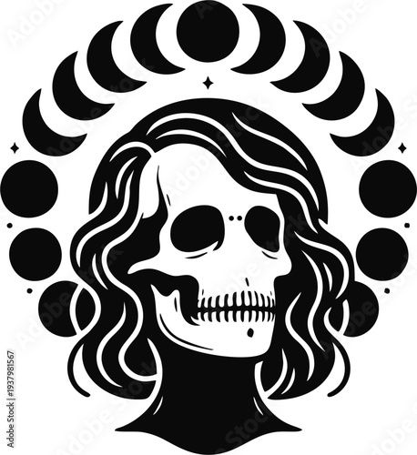 Mystical Woman Skull Silhouet...