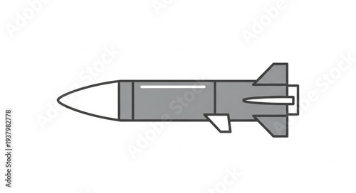 Gray Missile Icon Simple Design.