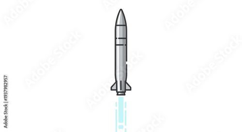 Gray Rocket Ship Launching Upwards.