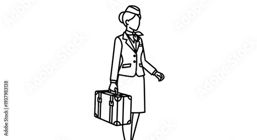 Businesswoman with briefcase walking alone.
