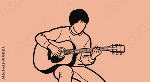 Man Playing Acoustic Guitar Illustration 1.