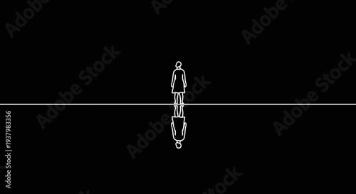 Man Standing on Tightrope Illustration.