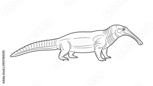 Mysterious Anteosaurus: An illustration showcases the ancient Anteosaurus, a prehistoric creature with a long snout and reptilian features, a glimpse into the distant past.