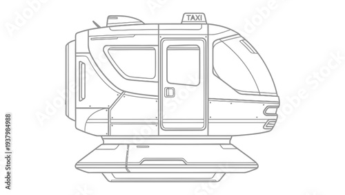 Futuristic Pod Transportation: A streamlined, futuristic pod showcases cutting-edge transportation technology, its sleek design hinting at effortless travel. 