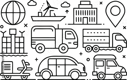  Tourism and Travel simple icons collection set