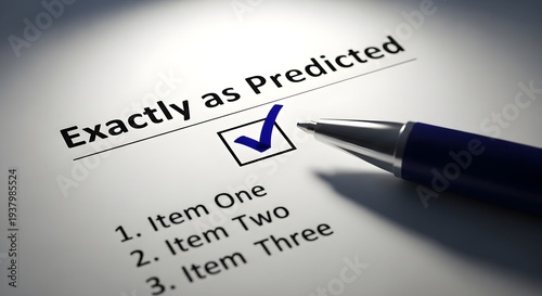Checklist with Exactly as Predicted Text and Pen