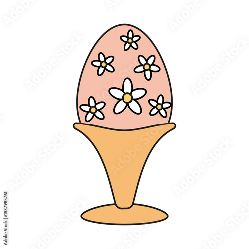 Easter muffin color icon. Cartoon sweet egg bakery food pictogram
