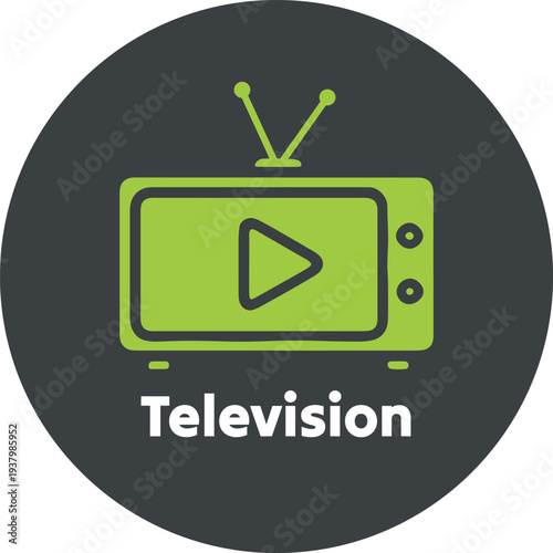 Vintage Television Play Button Icon illustration