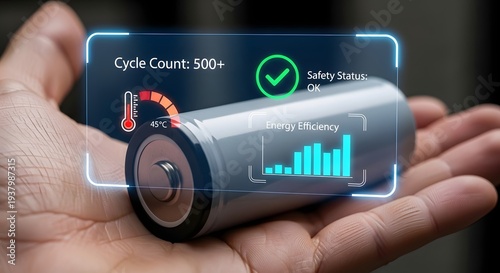 High capacity lithium battery with digital energy efficiency display