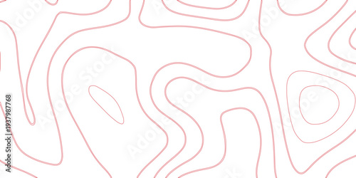 Red contour lines on white background abstract pattern