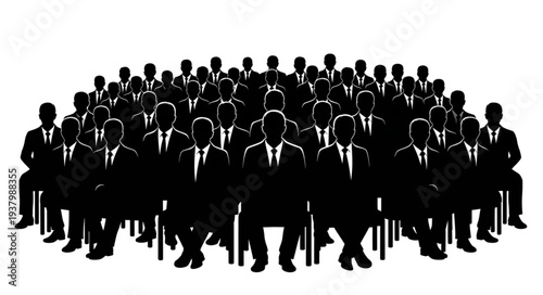 Group of Businessmen in Suits Sitting.