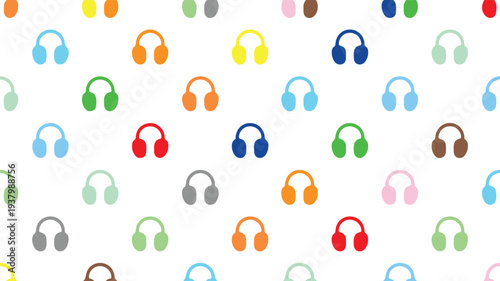 colorful headphones icons in various colors on white background