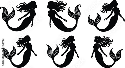 mermaid, silhouette, mermaid tail, sea maiden, ocean fantasy, mythical creature, underwater princess, marine mythology,