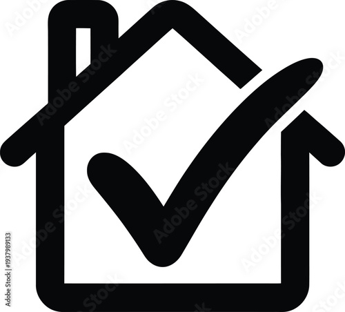 Approved house icon with checkmark