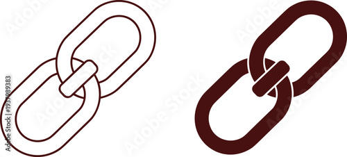 chain link icon set connected metal links connection strength unbreakable secure lock outline filled black white vector illustration