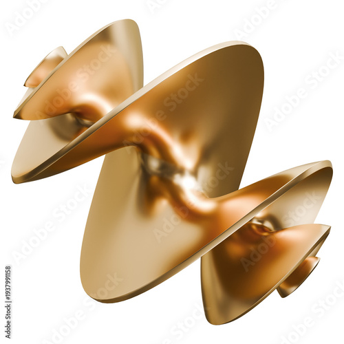 Photography Screw spiral gold helix and golden metallic glossy 3d archimedes screw, 3d illus