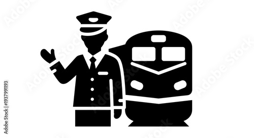 Train Conductor Standing Beside Train.