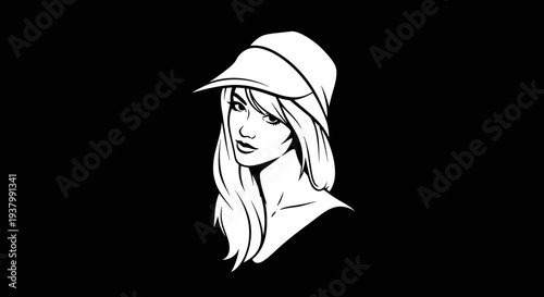 Woman Wearing Baseball Cap Portrait.