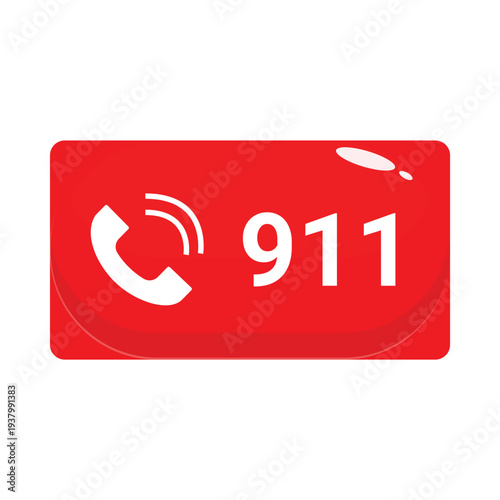 emergency call 911 red sticker icon