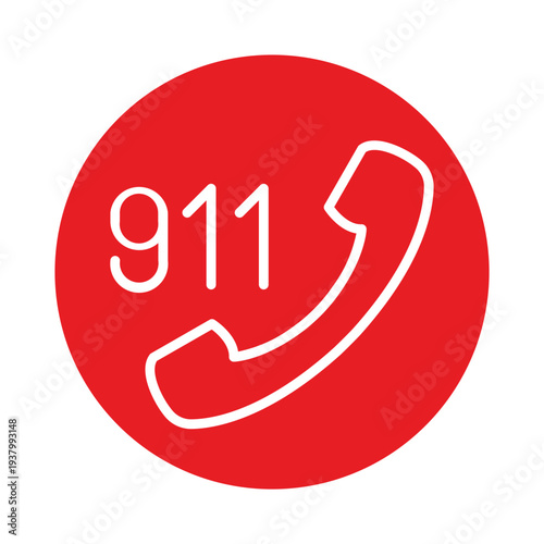 red emergency phone icon with white numbers