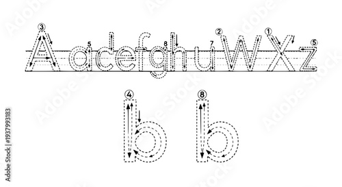 Minimalist A–B alphabet tracing worksheet for kindergarten children dot practice vector