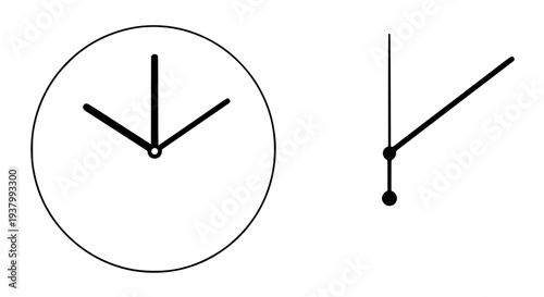 Clocks simple black line icons with minimalist design featuring clock, time, timer with watch and watches elements for
