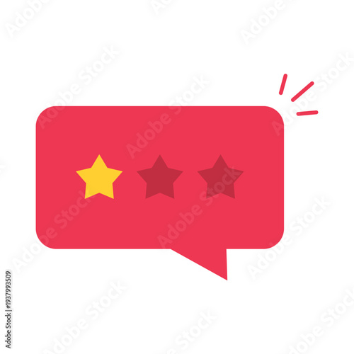 red speech bubble with one yellow and two red stars