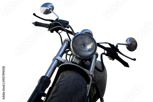 White chrome motorcycle isolated on transparent background. PNG file