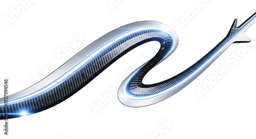 Abstract metallic ribbon with carbon fiber texture