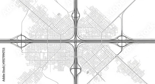 Highway Interchange Road Map Diagram.
