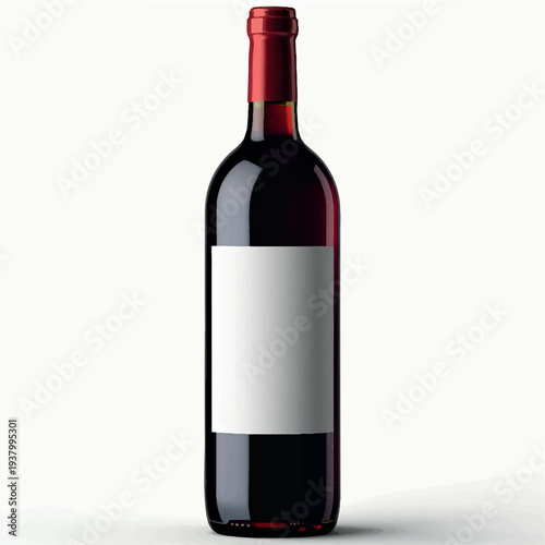 Wine botte mock up place on white background. Product, alcohol, beverage and advertisement concept. 3D Rendering. Relistic red wine bottle mockup isolated on white background.