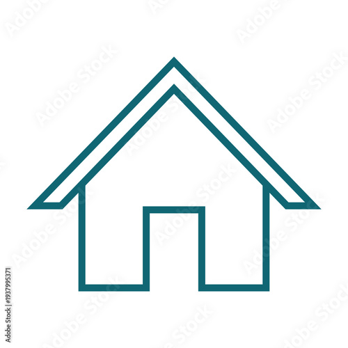 Set of house icons in flat and outline styles. Teal green home symbols with windows, doors, and chimneys. Versatile real estate and construction vector signs for web and graphic design projects
