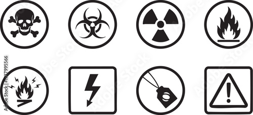 Hazard warning symbols and signs for dangerous materials and situations