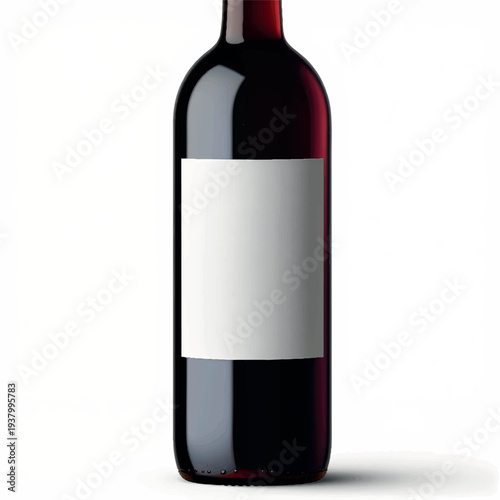 Wine botte close up mock up place on white background. Product, alcohol, beverage and advertisement concept. 3D Rendering of realistic red wine bottle mockup isolated on white background.