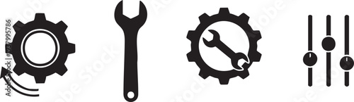 Collection of black ink brush strokes on white background for artistic design