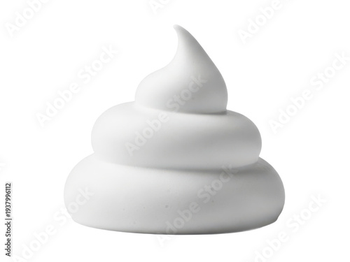 Soft white whipped cream dollop swirl with smooth texture and glossy finish perfect for food design and dessert decoration isolated on transparent background