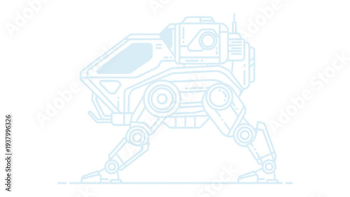 Cybernetic Marvel: A sleek, bipedal robotic walker strides confidently, its futuristic design suggesting advanced technology and mobility.